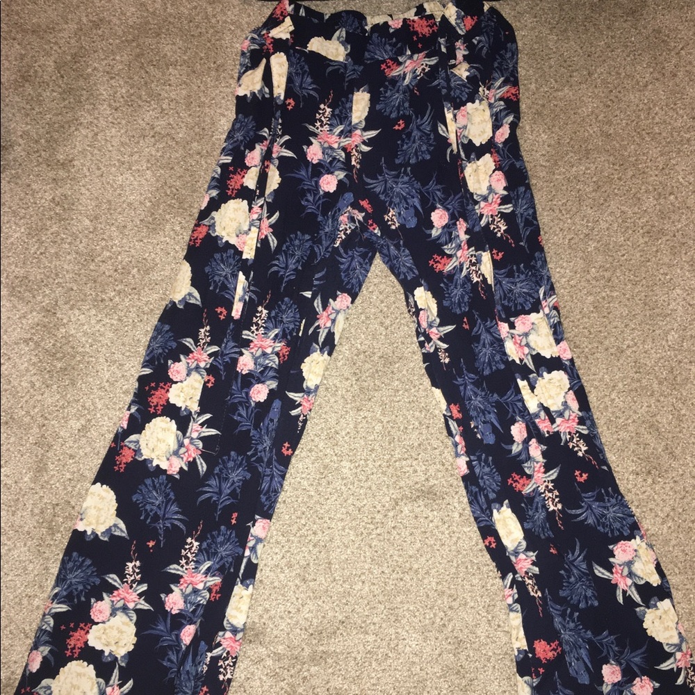 Floral, loose fitting pants.